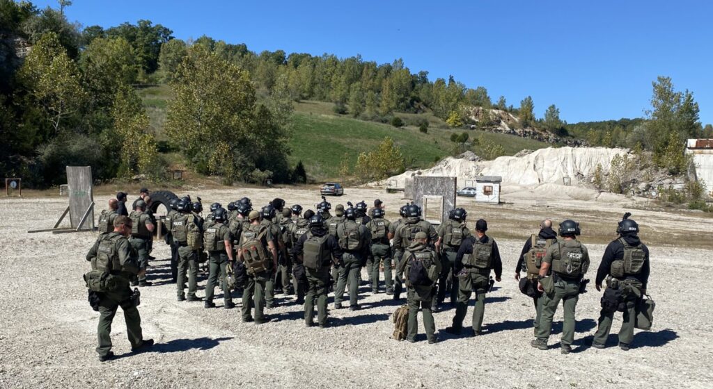 Law enforcement group training at the Patriot Training Foundation Facility